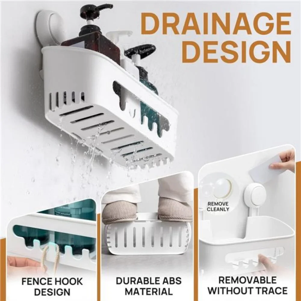 Shower Caddy Suction Cup, Shower Organizer Removable Bathroom Shelf